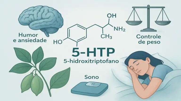 Molécula de 5-HTP e seus principais benefícios para saúde mental, sono e controle de peso e ansiedade